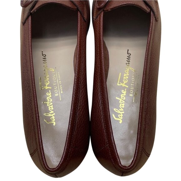 Salvatore Ferragamo Regolare Women’s Brown Pebbled Leather Loafers Sz 5B - New - Picture 5 of 8